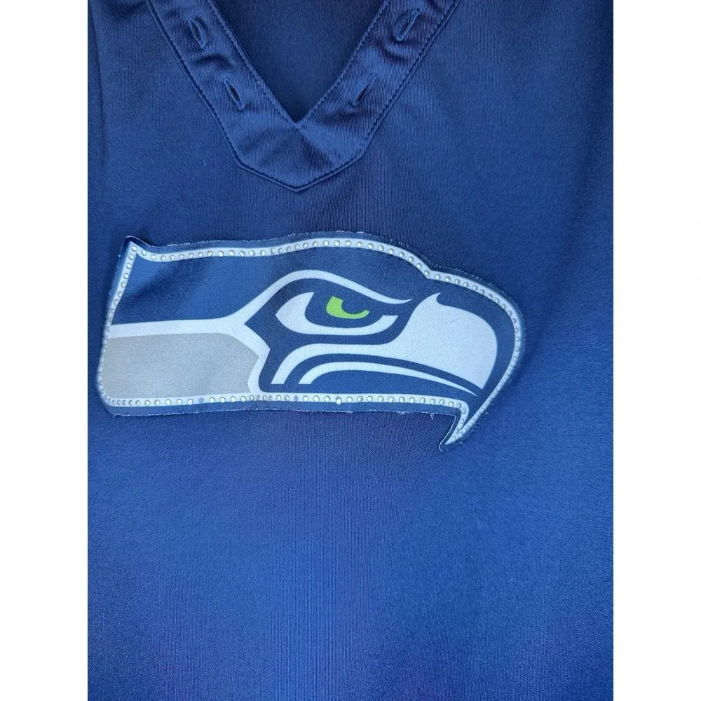 Womens NFL Team Apparel Seattle Seahawks Drawstring V Neck Mesh Jersey Shirt M - Picture 2 of 12